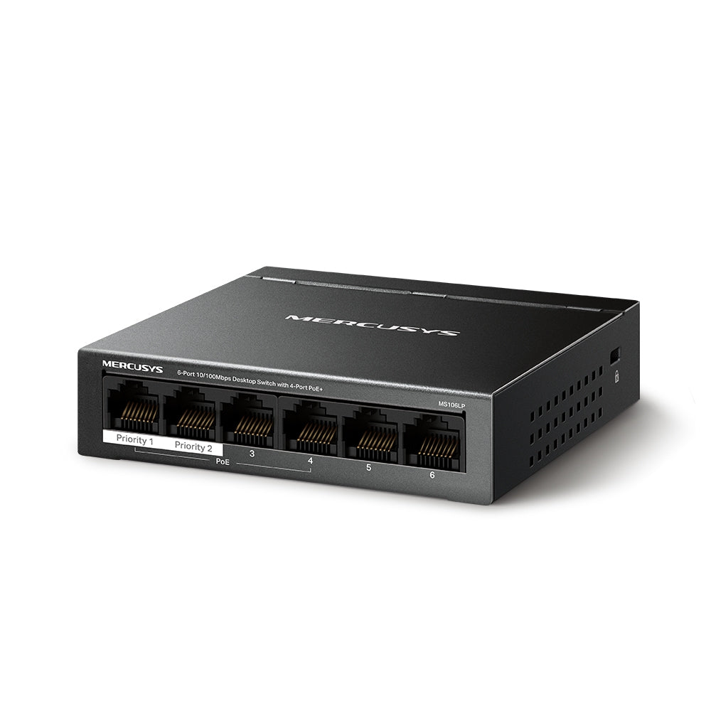 Mercusys  MS106LP 6-Port 10/100Mbps Desktop Switch with 4-Port PoE+