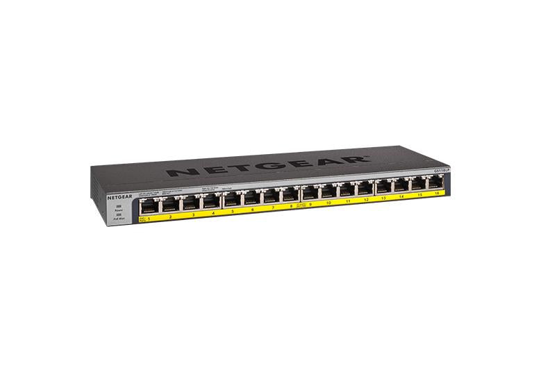 Netgear GS116LP 16-Port Gigabit Ethernet PoE+ Unmanaged Switch with FlexPoE | 76W PoE Budget | Desktop / Rackmount