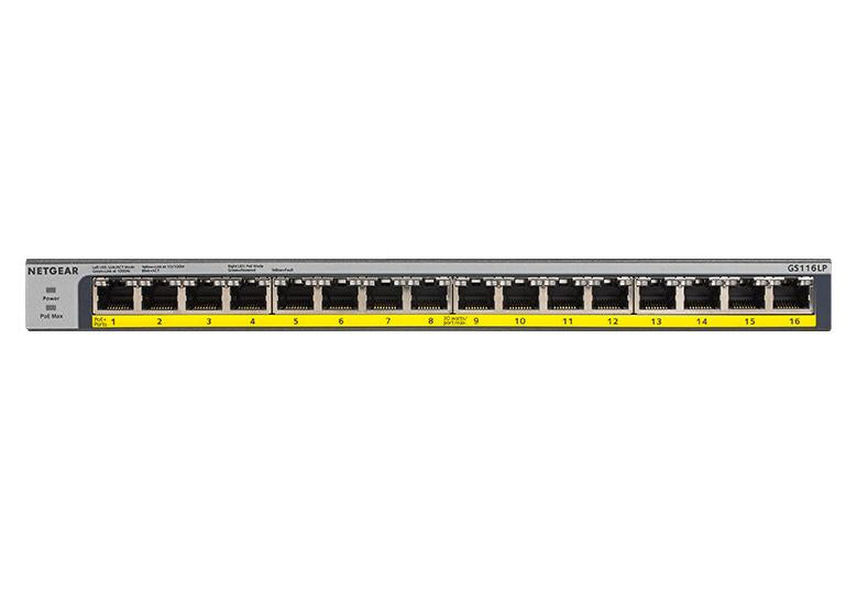 Netgear GS116LP 16-Port Gigabit Ethernet PoE+ Unmanaged Switch with FlexPoE | 76W PoE Budget | Desktop / Rackmount