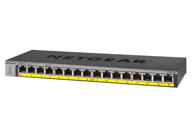 Netgear GS116LP 16-Port Gigabit Ethernet PoE+ Unmanaged Switch with FlexPoE | 76W PoE Budget | Desktop / Rackmount