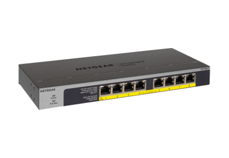 Netgear GS108LP 8-Port Gigabit Ethernet PoE+ Unmanaged Switch with FlexPoE | 60W PoE Budget | Desktop / Rackmount