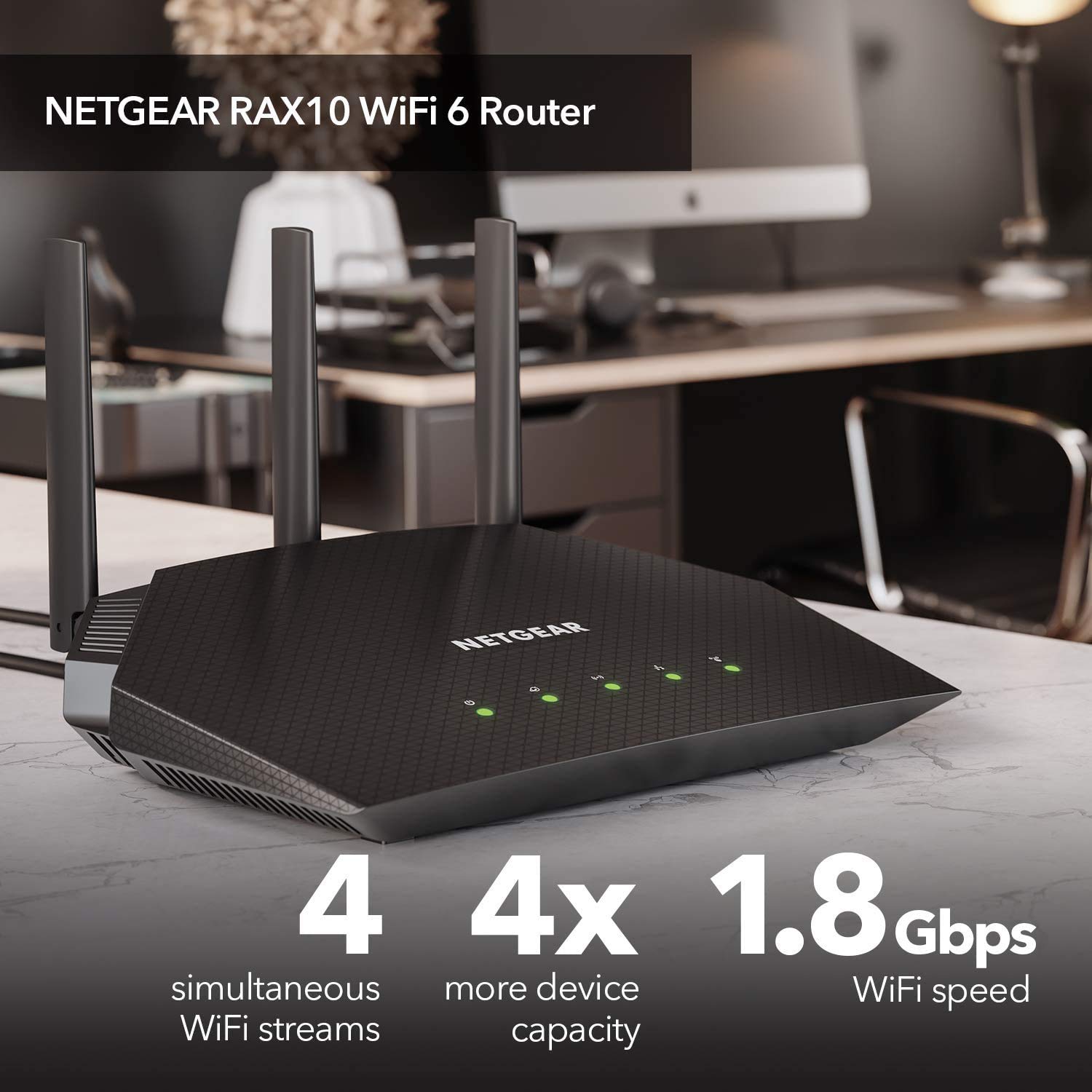 Netgear Nighthawk RAX10 Dual-band WiFi 6 Router | AX1800 | Gigabit Ethernet Ports