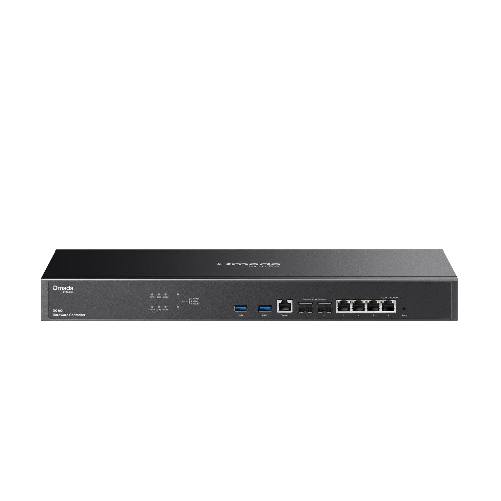 TP-Link OC400 Omada Hardware Controller | 2× 10G SFP+ Slots, 4× Gigabit RJ45 Ports, and 2× USB 3.0 Ports