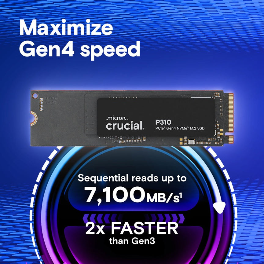 Crucial P310 2280 PCIe Gen4 3D NAND NVMe M.2 SSD, Up to 6,600MB/s | Internal Solid State Drive |500GB, 1TB Available