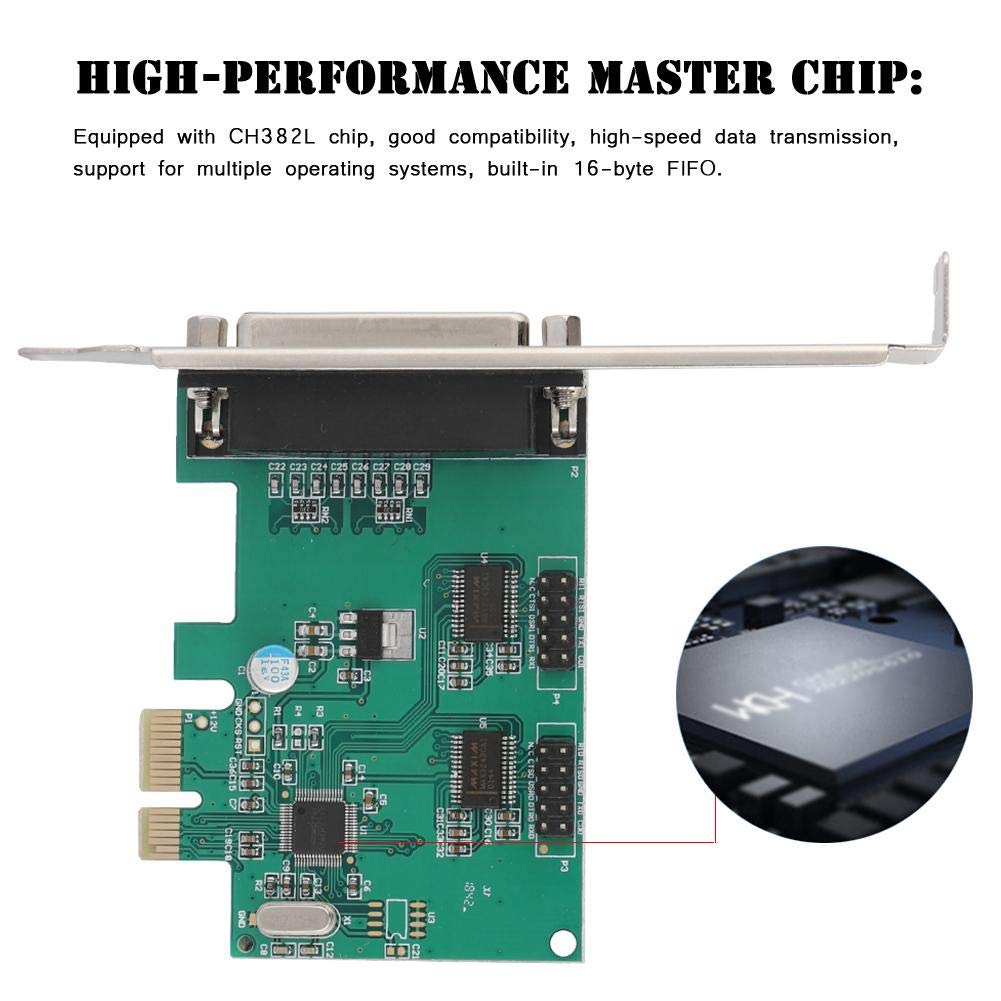 BOXNUBE PCI-E 2 Port Serial + 1 Port Parallel Internal Expansion PCI Express Card PCIe x1, WCH382L Chipset
