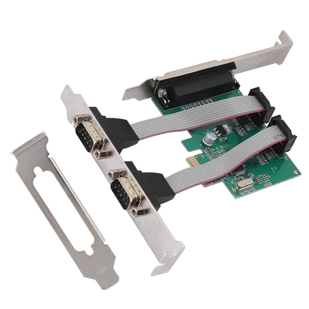 BOXNUBE PCI-E 2 Port Serial + 1 Port Parallel Internal Expansion PCI Express Card PCIe x1, WCH382L Chipset