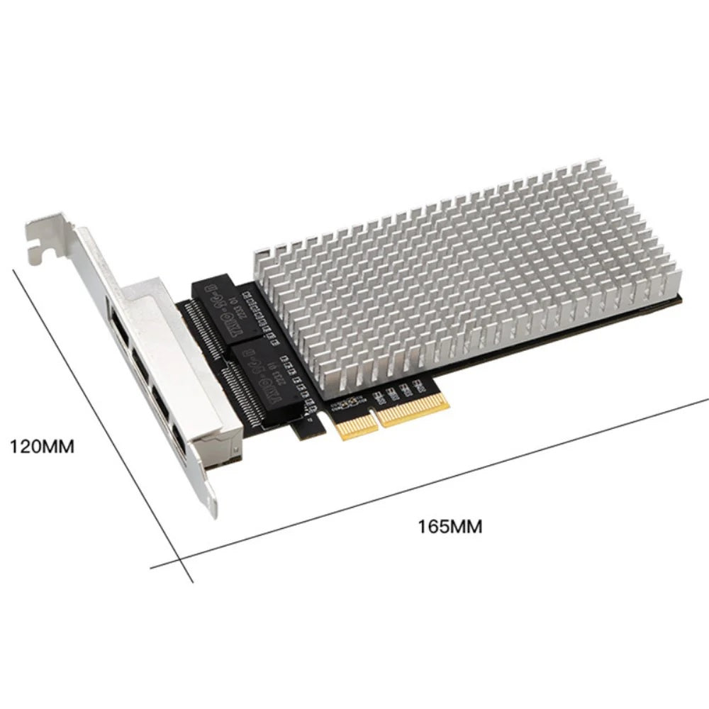 BOXNUBE 2.5Gbps PCIe x4 Four Port Network Adapter with Intel I225-V / I226-V | 4× RJ45 Ethernet LAN Card for Desktop PC | High-Speed 2.5GBASE-T