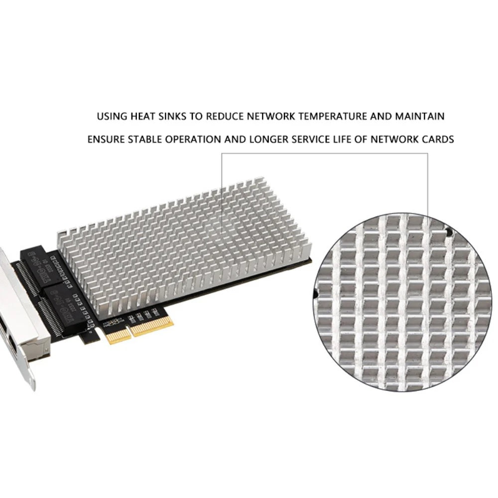 BOXNUBE 2.5Gbps PCIe x4 Four Port Network Adapter with Intel I225-V / I226-V | 4× RJ45 Ethernet LAN Card for Desktop PC | High-Speed 2.5GBASE-T