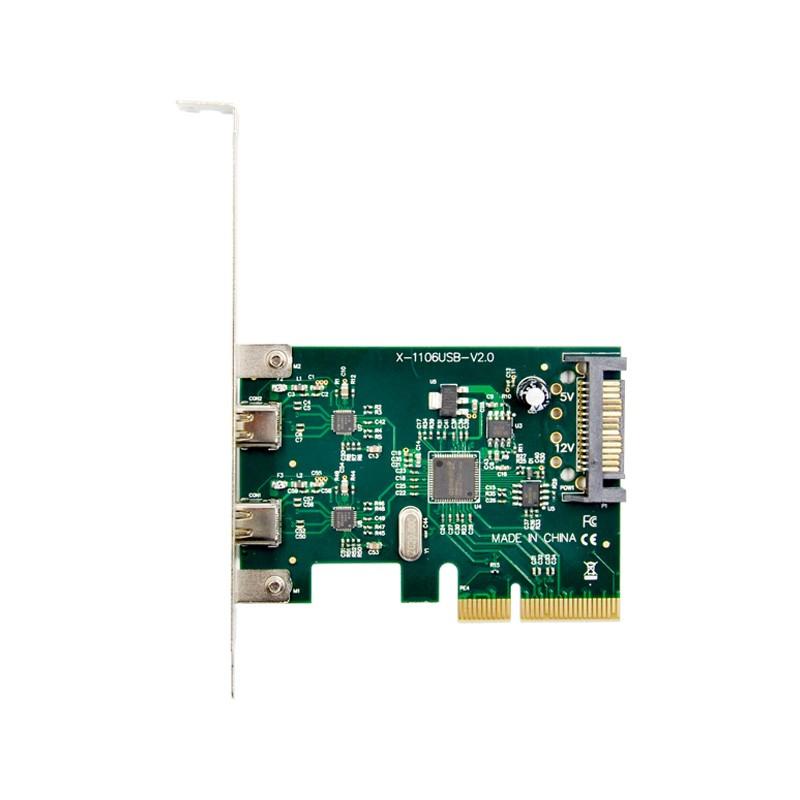 BOXNUBE PCI-E 2 Port USB-C USB 3.1 Gen2 10Gbps Internal Expansion PCI Express Card PCIe x4, ASM1142 Chipset