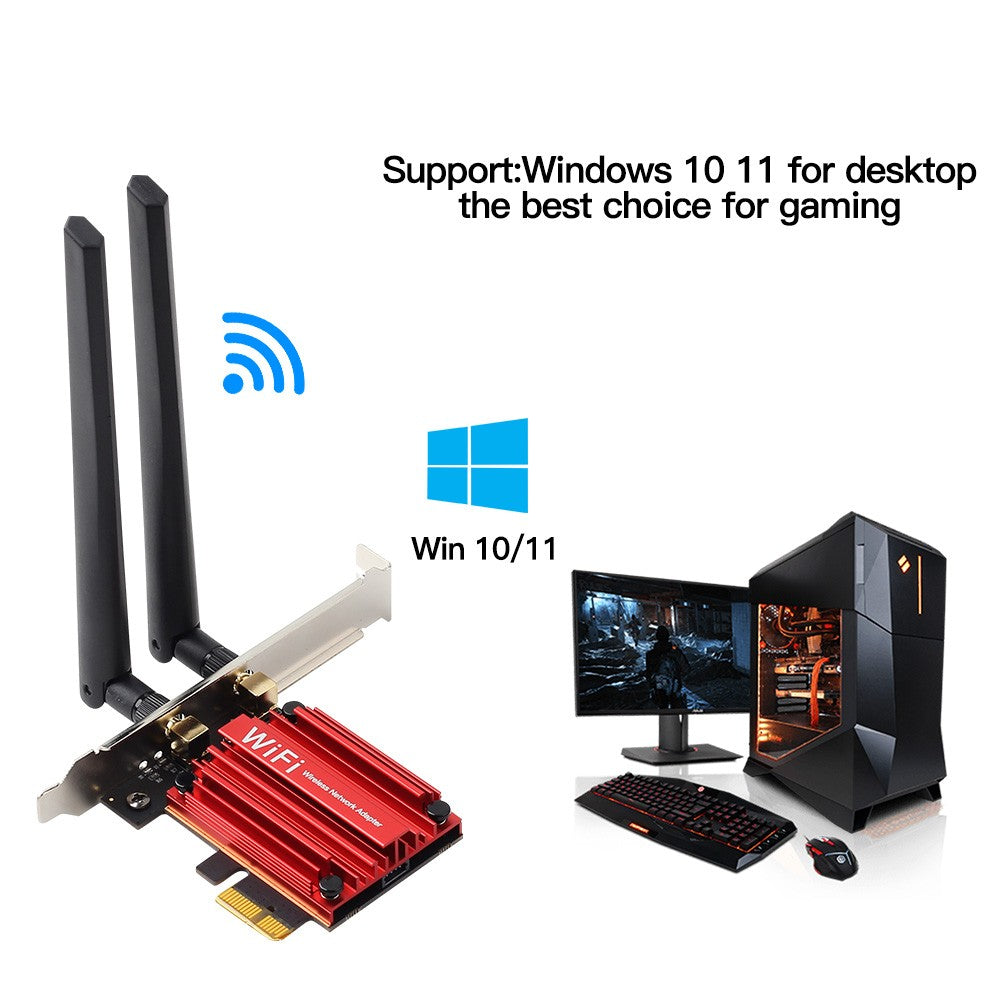 BOXNUBE PCIe WiFi Card 1200 Mbps | Dual Band 2.4GHz & 5GHz | DW1820 Chipset WiFi + Bluetooth PCI Express x1 Adapter | High-Gain Antenna | Network Card
