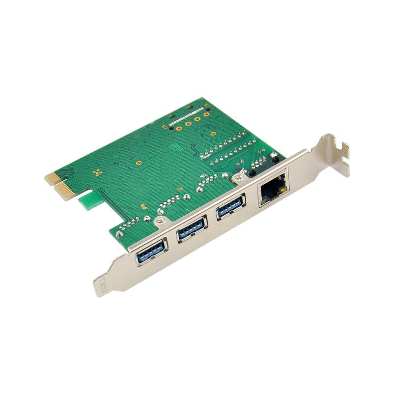 BOXNUBE 3 Port USB 3.0 + 1 Port Gigabit Ethernet Lan PCI-E Card | 3 x USB A 3.0, 1 x GE RJ45 Lan Ports