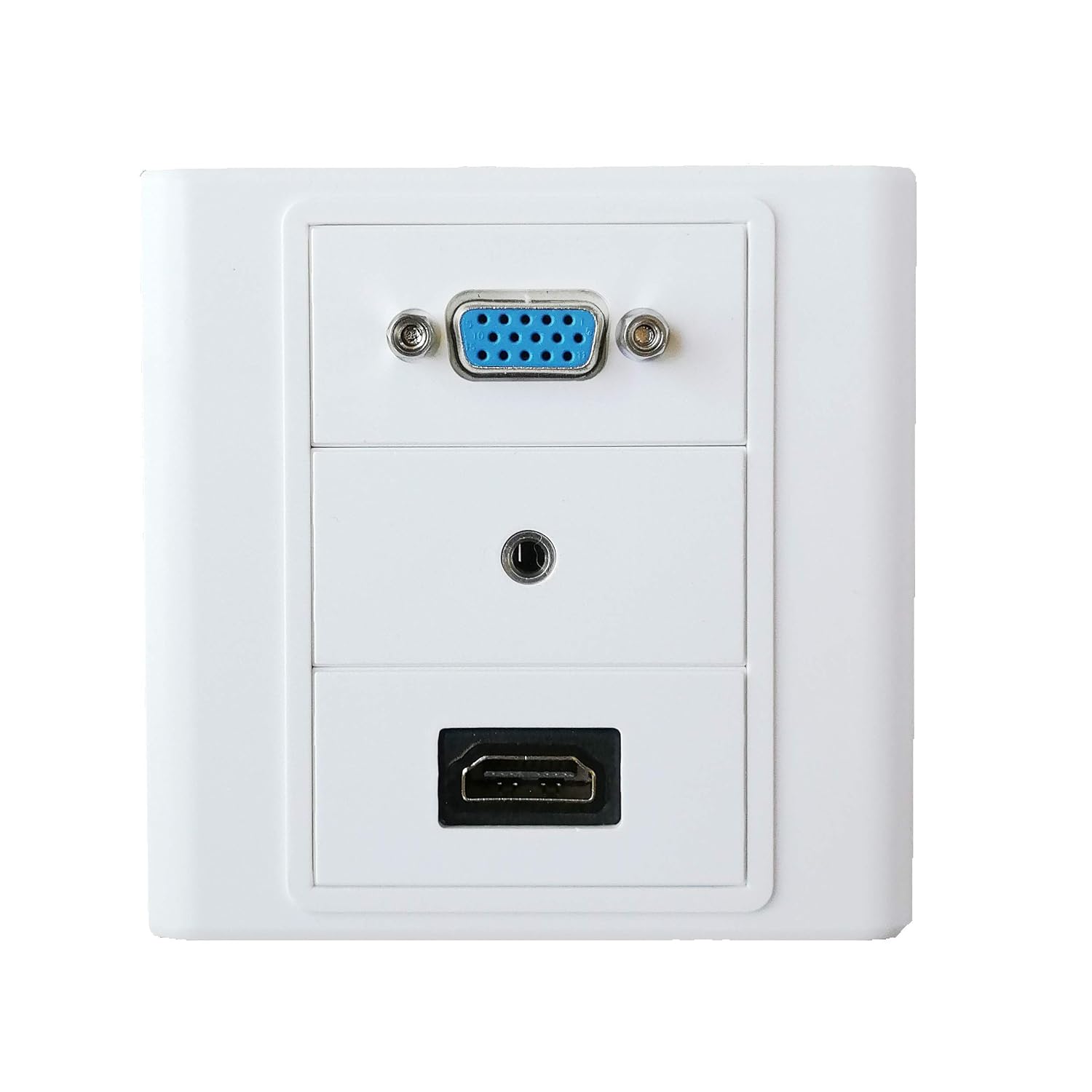 BOXNUBE Multimedia AV Modular Wall Face Plate with HDMI + VGA + AUX Panel Sockets - White