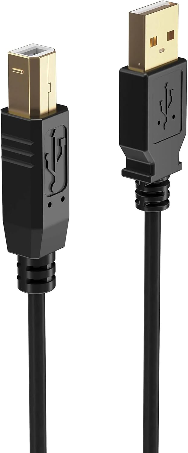 BOXNUBE Premium Gold-Plated High-Speed USB 2.0 Printer Cable | Shielded, Universal Compatibility for Printers, Scanners