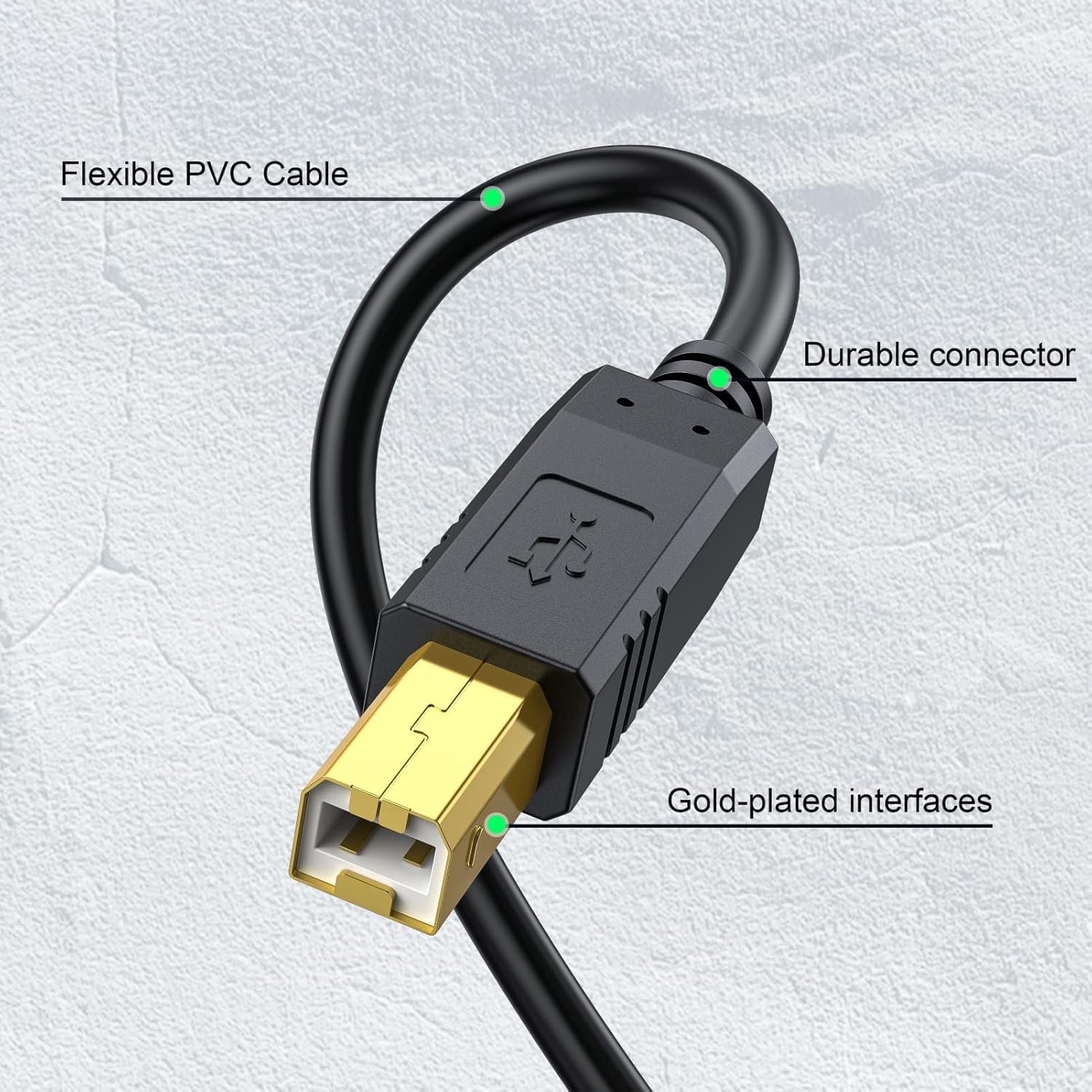 BOXNUBE Premium Gold-Plated High-Speed USB 2.0 Printer Cable | Shielded, Universal Compatibility for Printers, Scanners