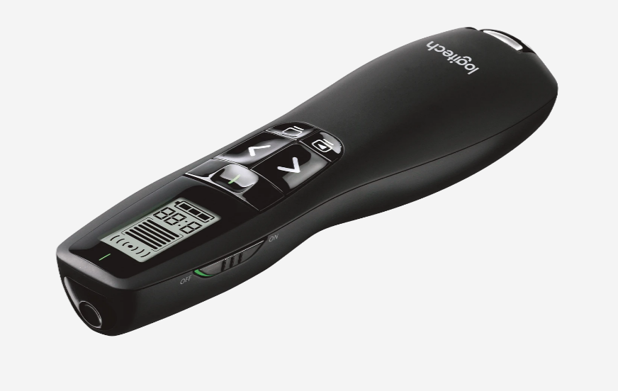 Logitech R800 Professional Presenter With LCD display for Projector | Green Laser Pointer, 30M Range, Presentation Remote