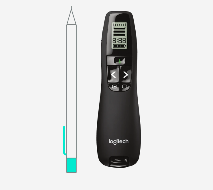 Logitech R800 Professional Presenter With LCD display for Projector | Green Laser Pointer, 30M Range, Presentation Remote