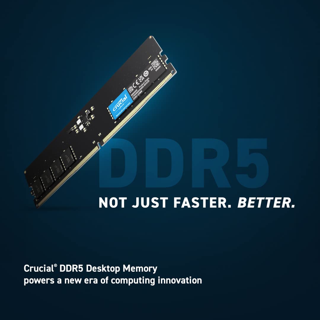 Crucial DDR5 4800MHz 1.1V CL40 Memory RAM ODECC Design Faster Performance