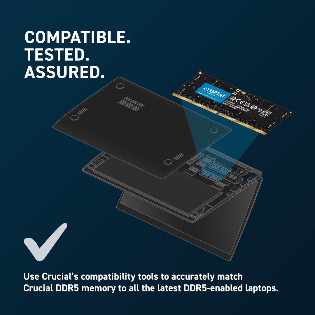 Crucial DDR5 4800MHz 1.1V CL40 Memory RAM ODECC Design Faster Performance