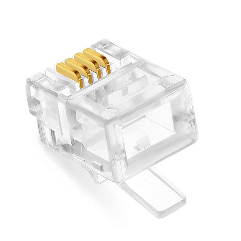 BOXNUBE 4 Pin RJ11 6P4C Modular Plug Telephone Phone Connector Crystal Head Plug for Four-Core Cable RJ 11 Plug