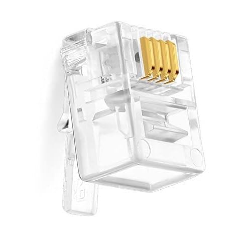BOXNUBE 4 Pin RJ11 6P4C Modular Plug Telephone Phone Connector Crystal Head Plug for Four-Core Cable RJ 11 Plug
