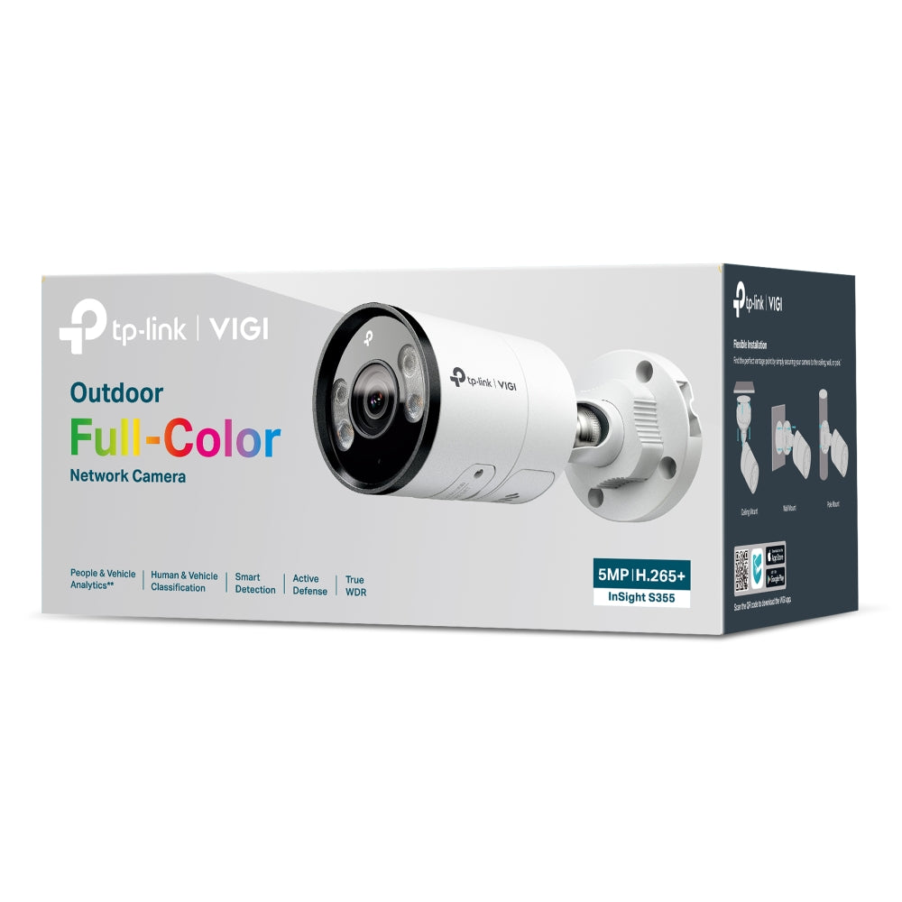 TP-Link VIGI Insight S355 5MP Outdoor Full-Color Bullet Network IP Camera | Metal Case, IP67 Waterproof | 4mm Lens