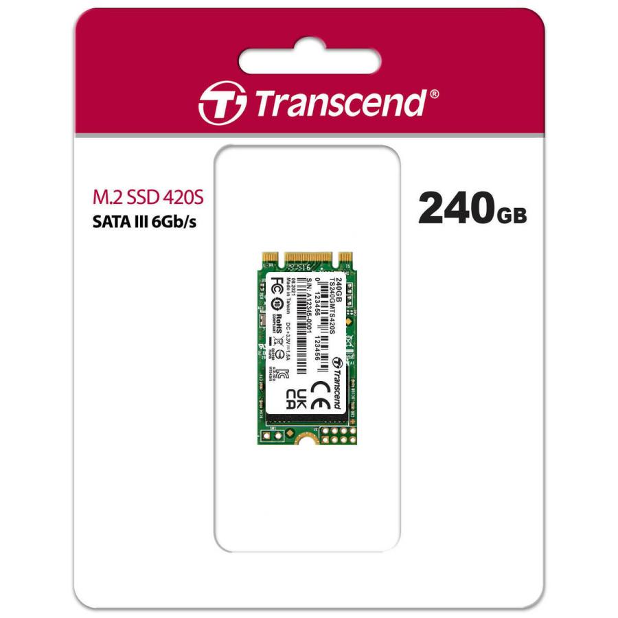 Transcend MTS420S M.2 2242 SATAIII Internal SSD with RAID Engine 3D NAND TLC | Up to 530 MB/s | 120GB 240GB 480GB