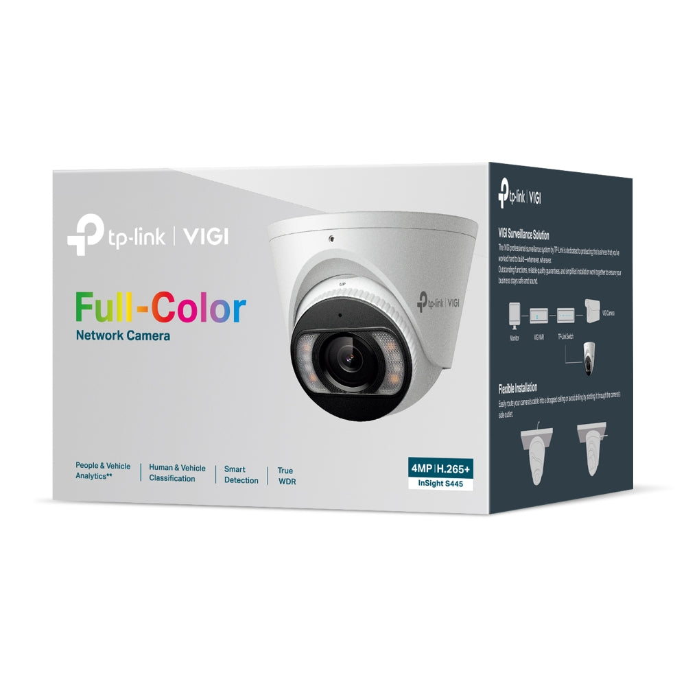 TP-Link VIGI Insight S445 4MP Full-Color Turret Network IP Camera | Metal Case, IP67 Waterproof | 4mm Lens