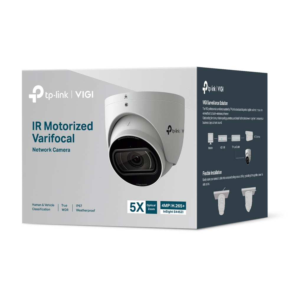 TP-Link VIGI Insight S445ZI 4MP 5X Optical Zoom IR Motorized Varifocal Turret Network IP Camera | IR Range Up to 60m, Metal Case