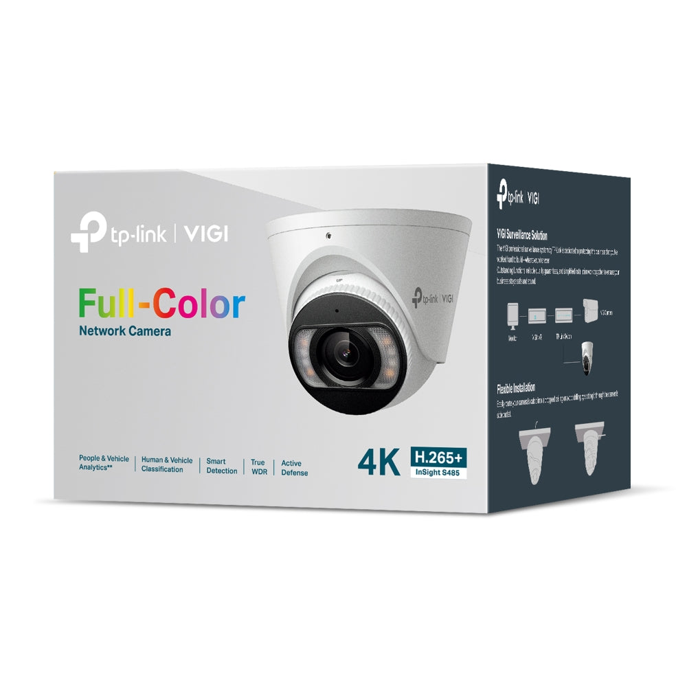 TP-Link VIGI Insight S485 4K Ultra HD 8MP Full-Color Turret Network IP Camera | Metal Case, IP67 Waterproof | 4mm Lens