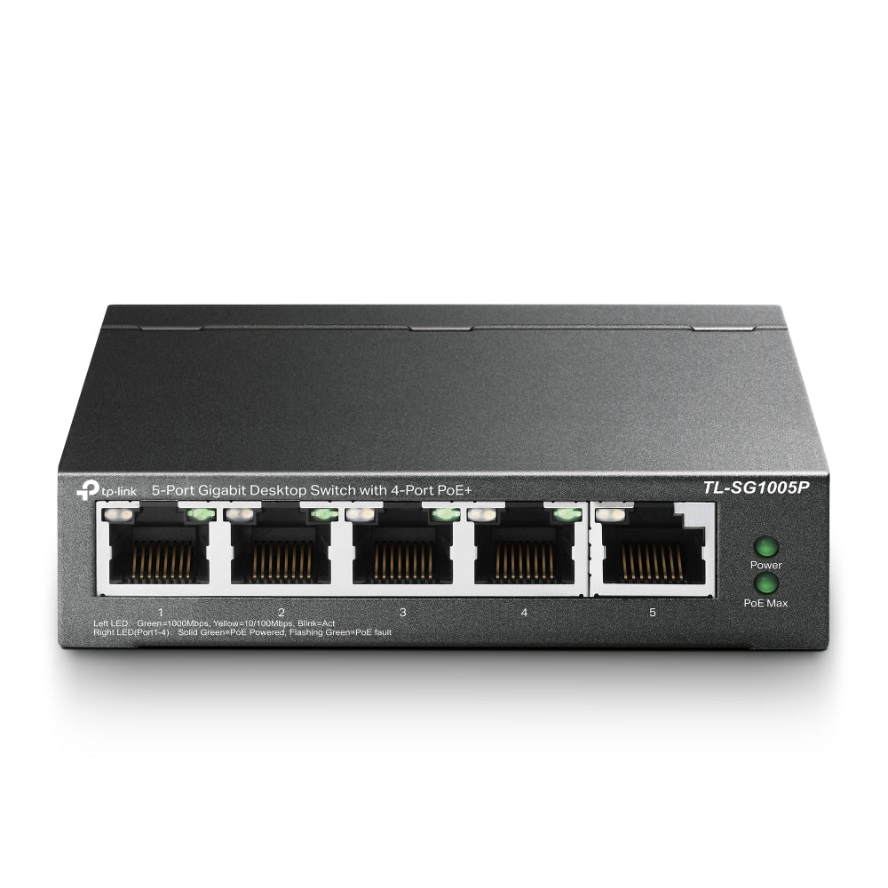 TP-Link TL-SG1005P 5-Port Gigabit Desktop Switch with 4-Port PoE+ | 65W, 250M Extend Mode