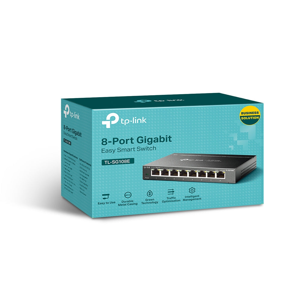 TP-LINK TL-SG108E 8 Port Gigabit Smart Switch | Metal Casing, Fanless | 16 Gbps Switching Capacity, L2 Features