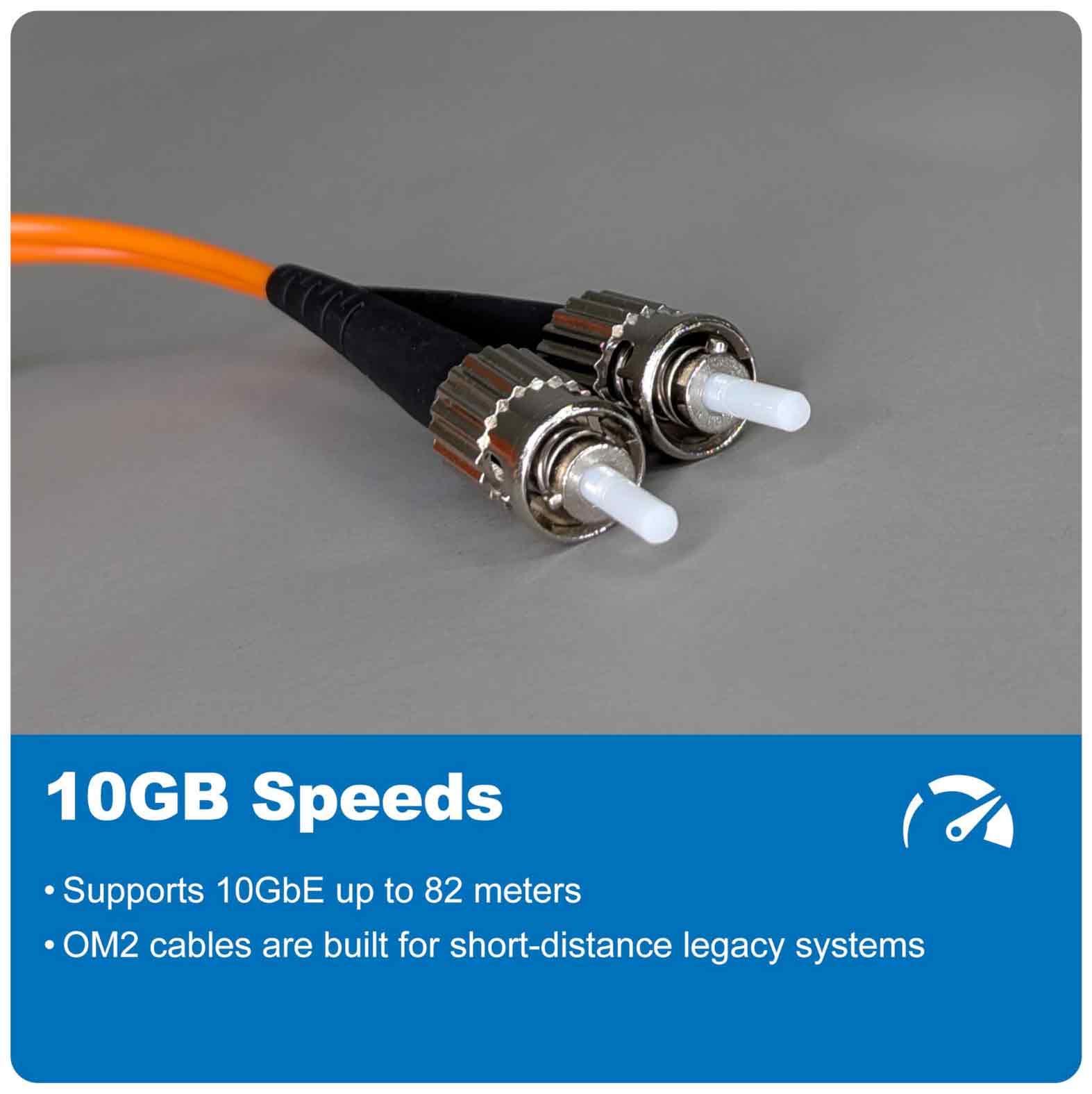 BOXNUBE ST to ST Multimode Duplex OM2 Fiber Patch Cable – 50/125µm – High-Speed Optical Fiber Jumper Cord – Orange