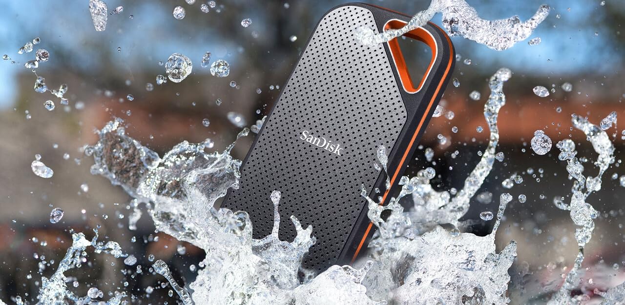 Sandisk Extreme Pro Portable SSD 2TB SDSSDE81-2T00-G25 | 2000MB/s Speed, USB 3.2 Gen 2 x2, 5-Year Warranty, Upto 2 Meter Drop Protection with IP65 Water/Dust Resistance E81