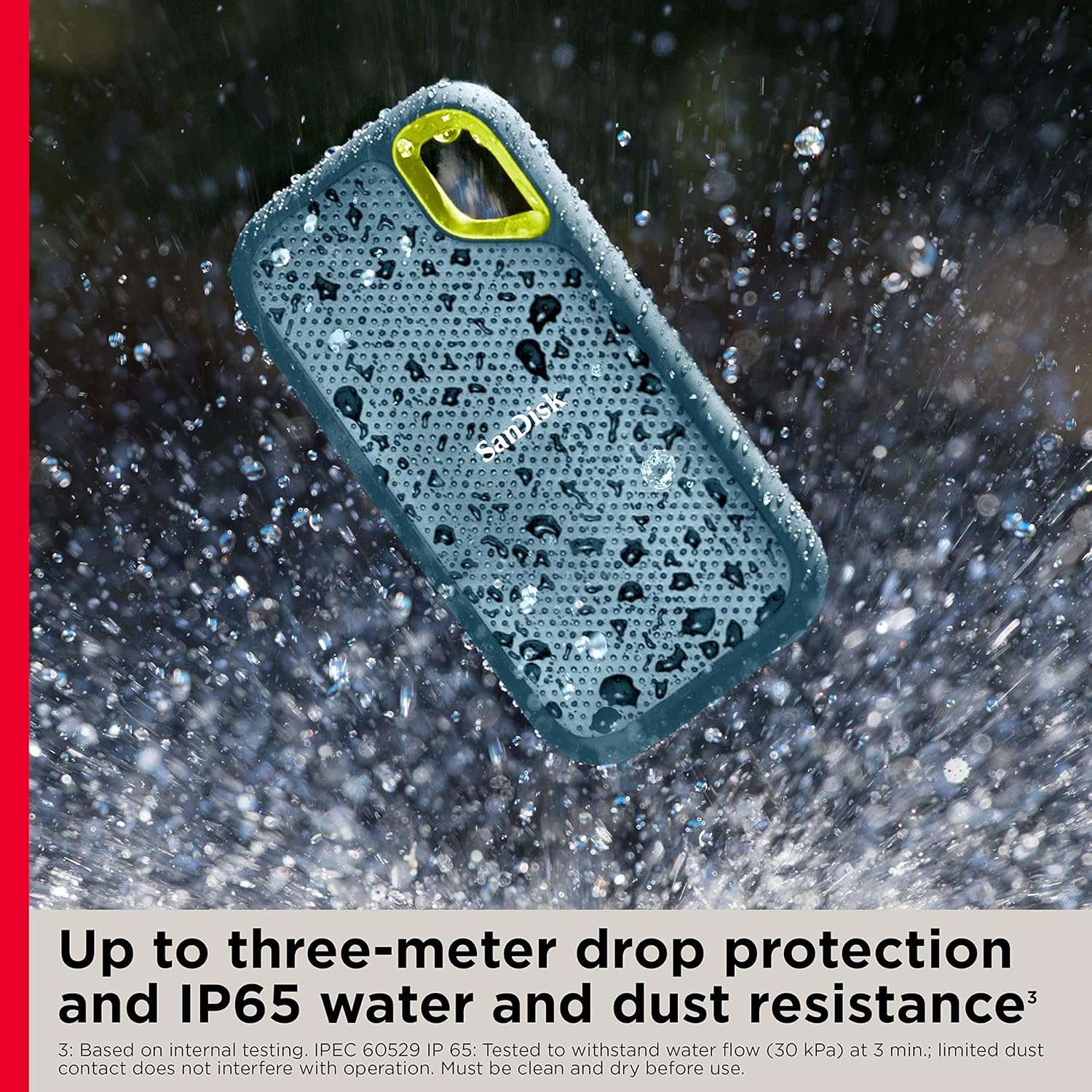 SanDisk Extreme Portable SSD 2TB | 1050MB/s Speed, 5-Year Warranty, Upto 2 Meter Drop Protection with IP55 Water/Dust Resistance | E61