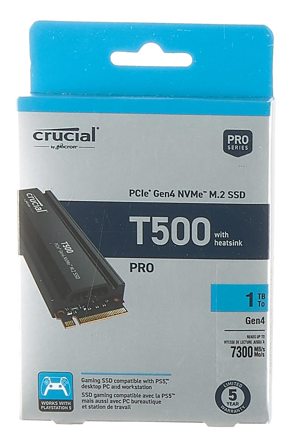 Crucial T500 PCIE GEN4 NVME M.2 HEATSINK. Speed up to 7,400MB/s, Load games 16% faster