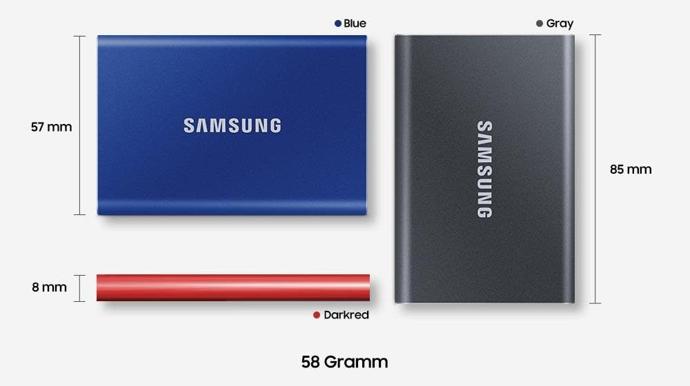 Samsung T7 USB 3.2 Gen 2 Portable SSD | Up to 1050MB/s | Type-C External Solid State Drive SSD