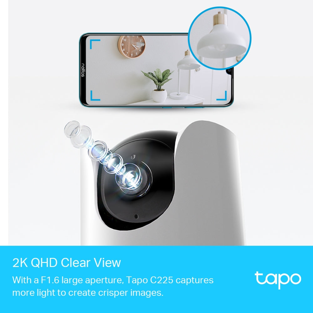 TP-link Tapo C225 Pan/Tilt Starlight Security Wi-Fi CCTV Camera | Smart AI Detection | Two-Way Audio