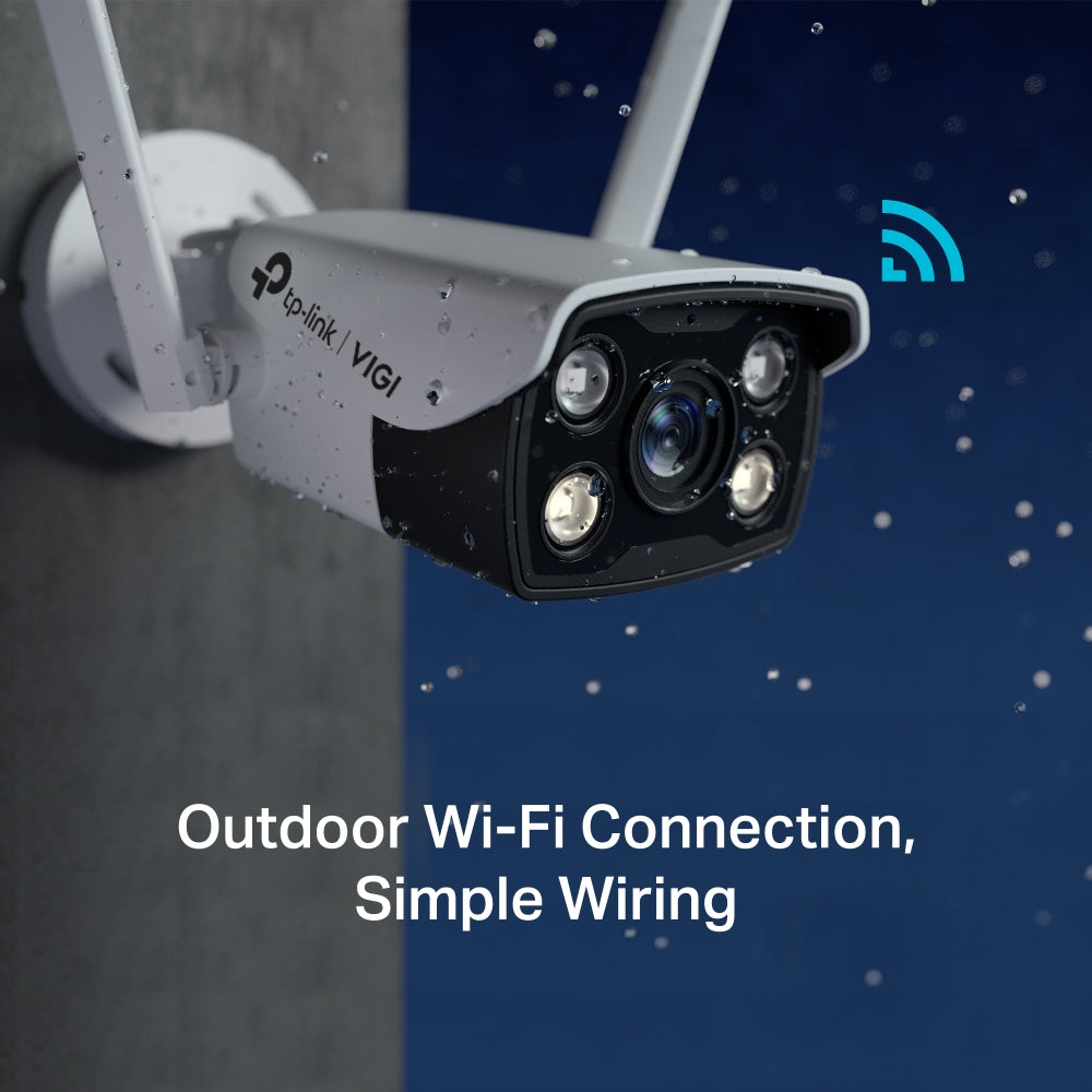 TP-Link VIGI C340-W 4MP HD Outdoor Full-Color Bullet Network WiFi CCTV Camera | 2-Way Audio | Smart IR | Waterproof IP66 | H.265+ | Smart Detection