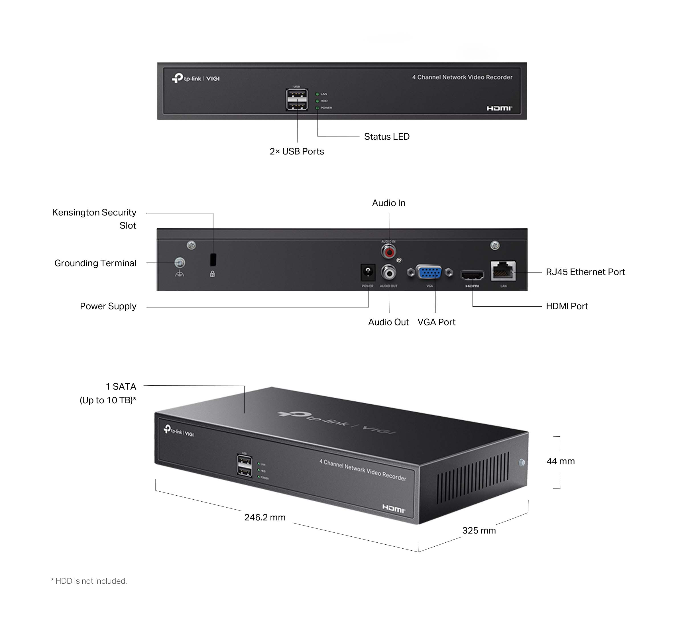 TP-Link VIGI NVR1004H 4 Channel Network Video Recorder | 4K Output | 8MP Supported | H.265+ Compression | Synchronous Playback