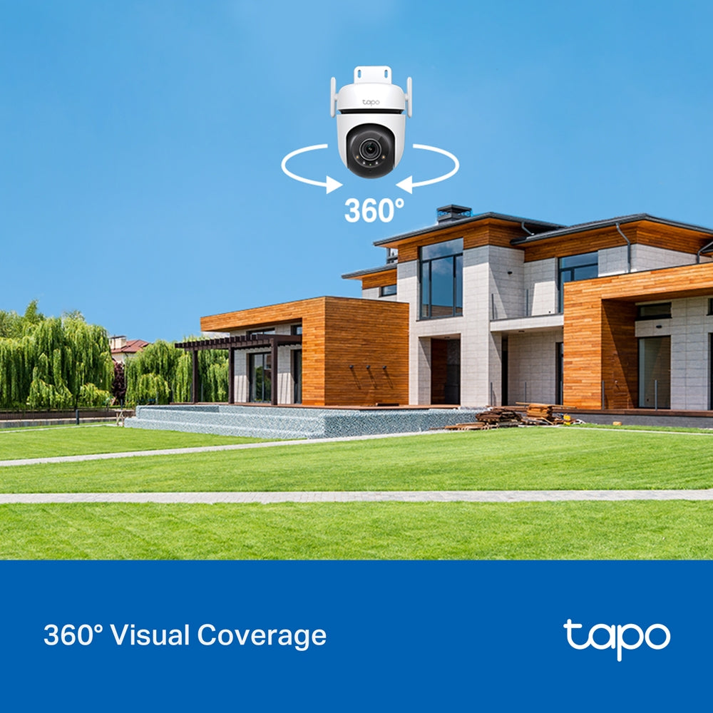 TP-Link Tapo C520WS 2K QHD 4MP Starlight Color Night Vision Outdoor Pan/Tilt Camera 360° Visual Coverage, Works with Alexa & Google Home