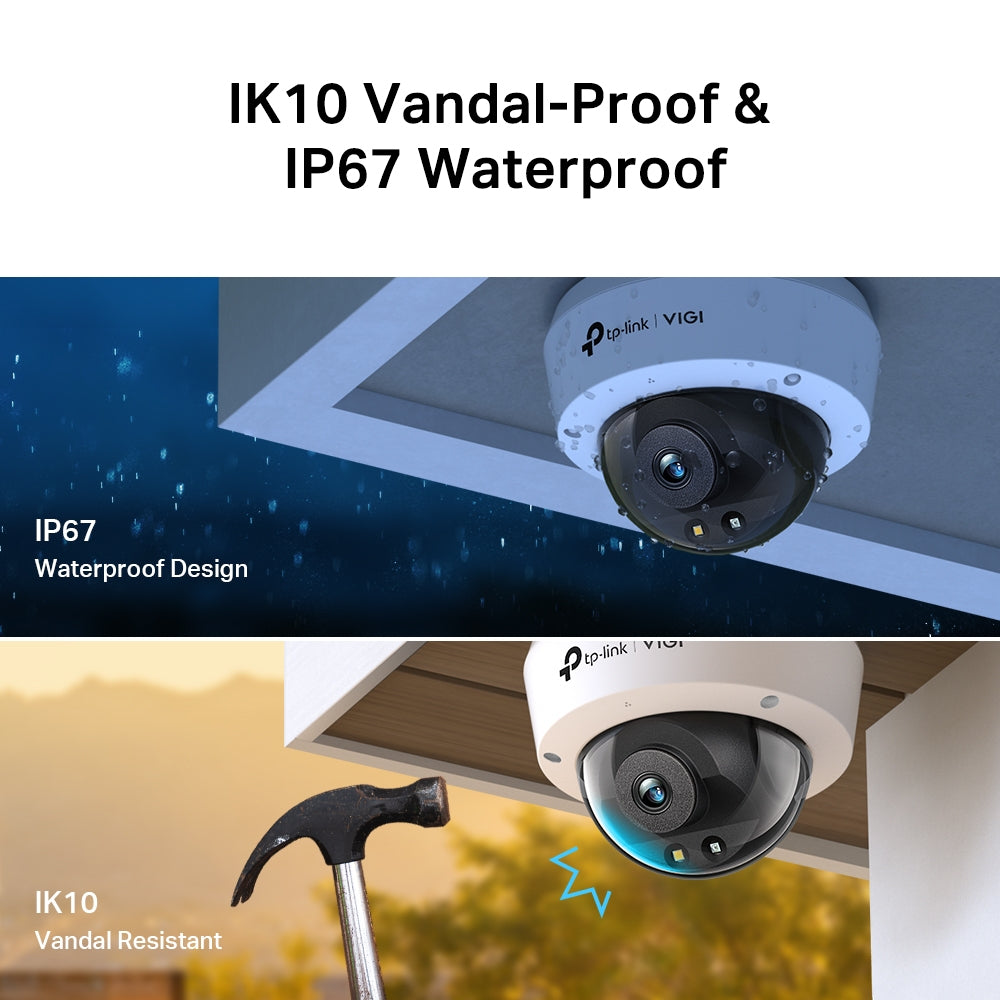 TP-Link VIGI C230i 3MP Super-High Definition IR Dome Network Wired CCTV Camera | Smart IR | IK10 Vandal-Proof | IP67 Waterproof | Smart Detection