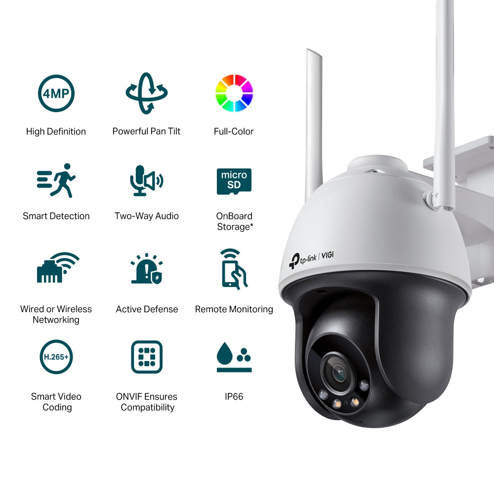 TP-Link VIGI C540-W 4MP Full HD Full-Color Wireless Outdoor Wi-Fi Pan Tilt Network Security CCTV Camera | Two Way Audio, Waterproof, ONVIF