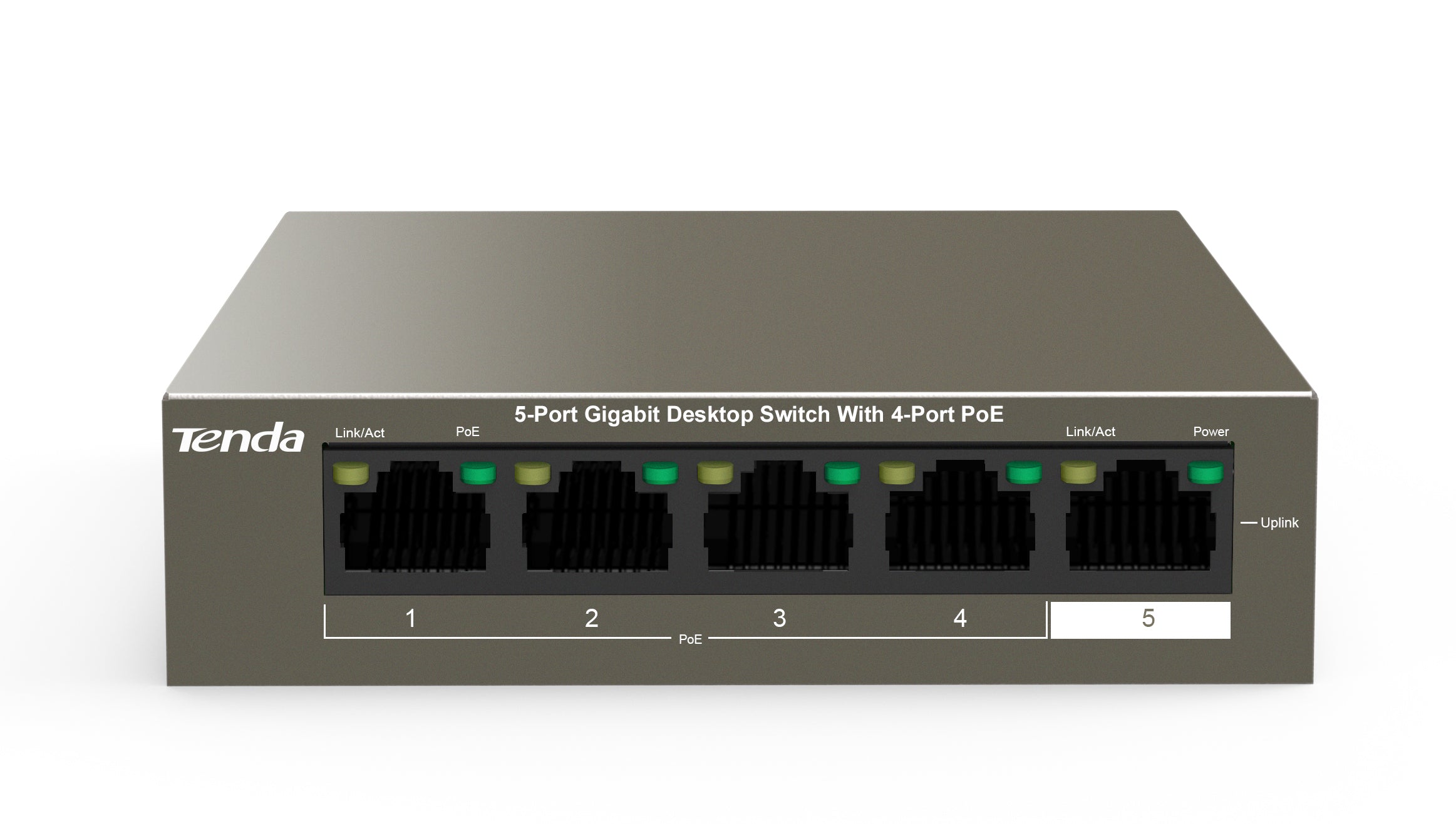 Tenda TEG1105P 5-Port Gigabit Desktop Switch with 4-Port PoE | 58W PoE Budget | Desktop / Wall Mounting Supported | 6KV lighting protection