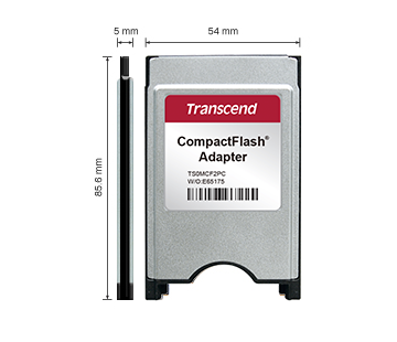 Transcend PCMCIA Compact Flash Card Adapter | 50-pin to 68-pin CF Adapter