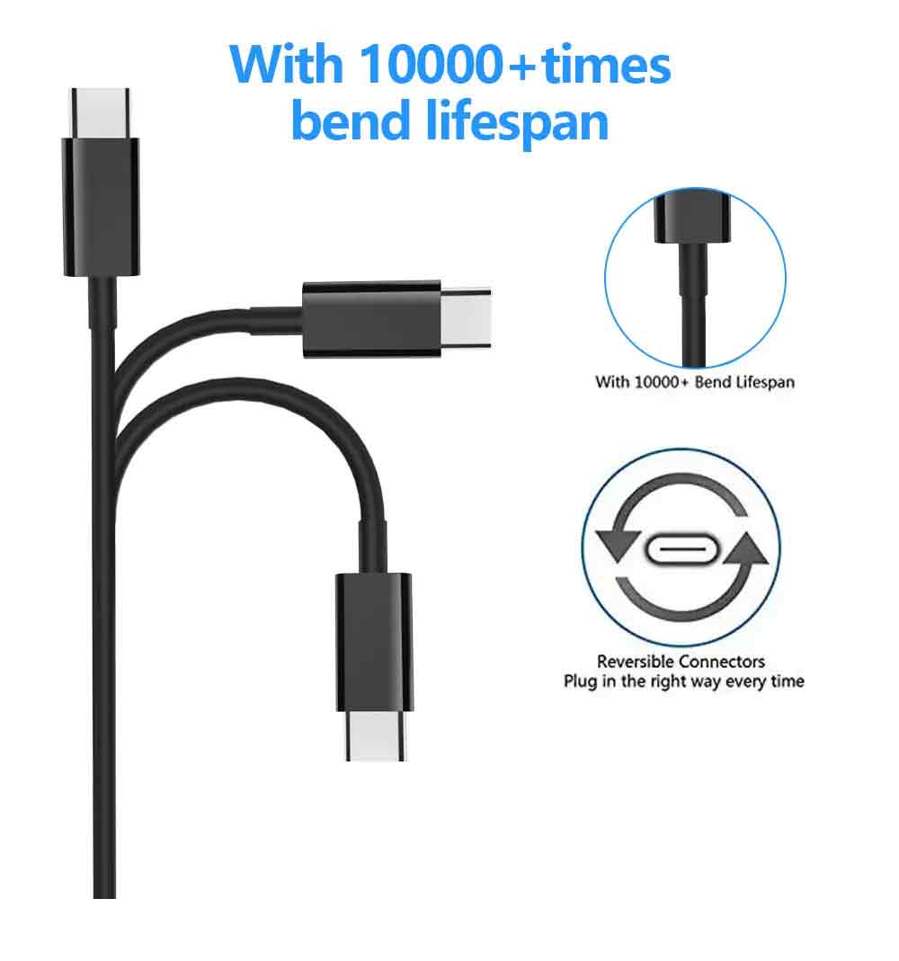 BOXNUBE USB Type C to Type C Cable 1.8M USB 3.1 | USB C to USB-C | 65W, Fast Charging, 6ft Length | Black