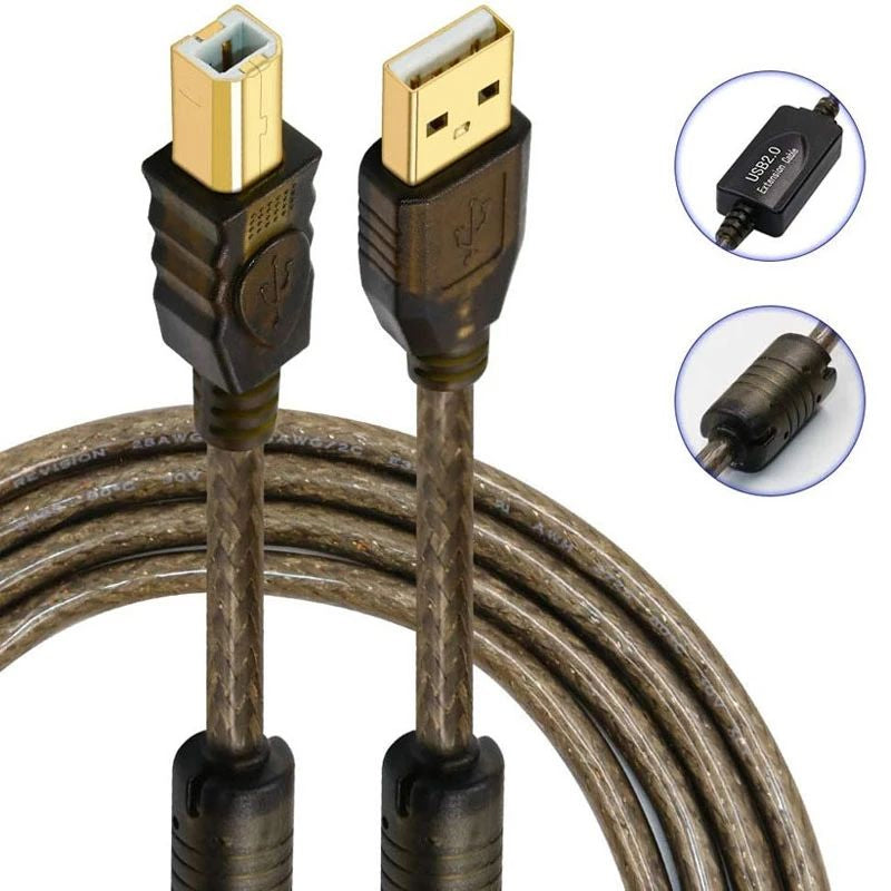 BOXNUBE USB 2.0 Active Printer Cable 10 Meter | A Male to B Male High-Speed Data Cable with Signal Booster | Compatible with Printers, Scanners