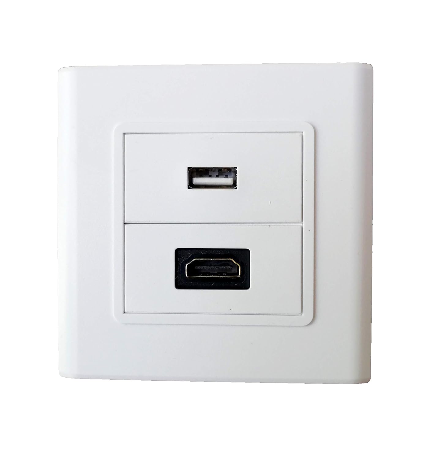 BOXNUBE Multimedia Modular Wall Face Plate with HDMI + USB Panel Sockets - White