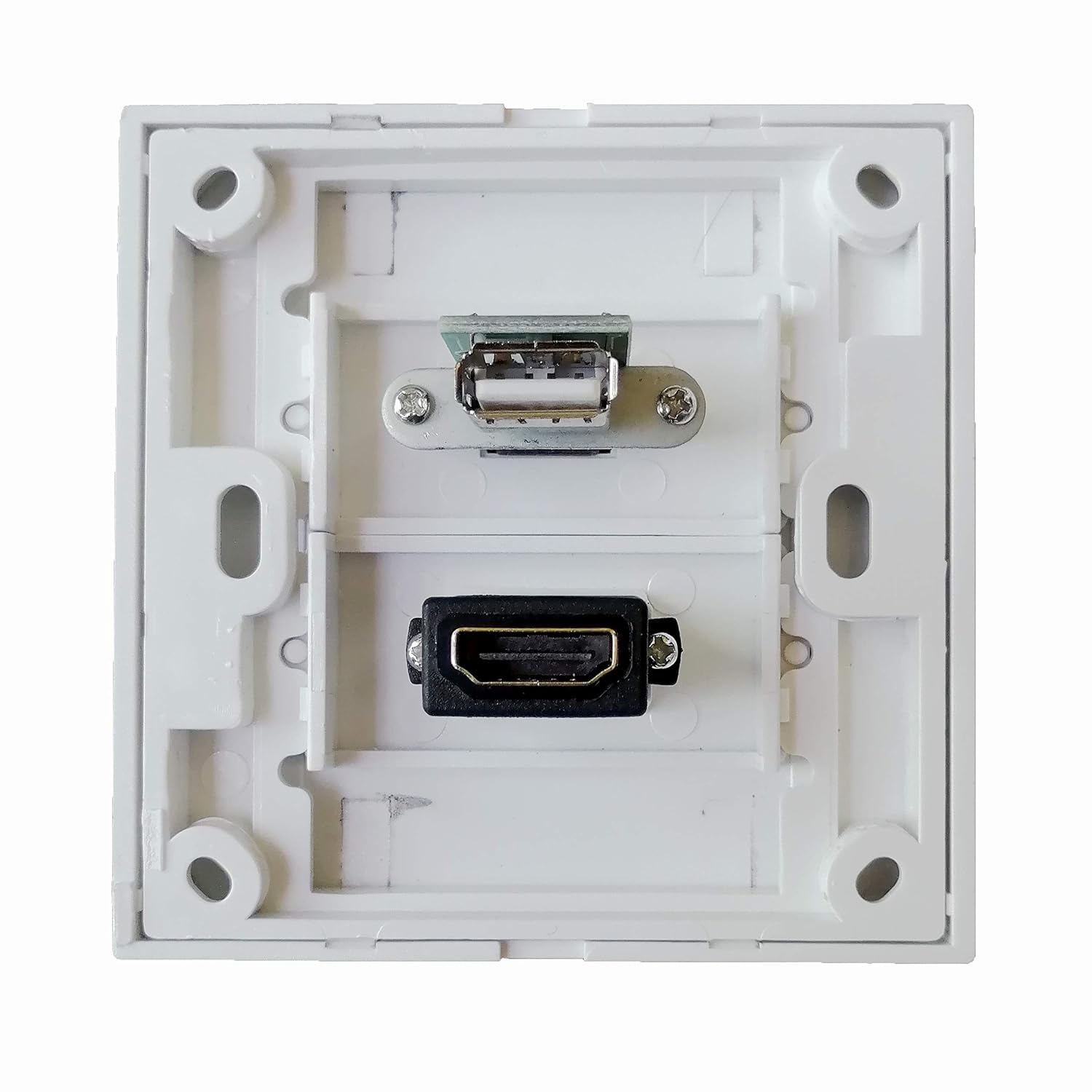 BOXNUBE Multimedia Modular Wall Face Plate with HDMI + USB Panel Sockets - White