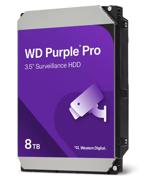 Western Digital WD Purple Pro Surveillance Internal Hard Drive HDD, Supports up to 550TB/yr workload rate.