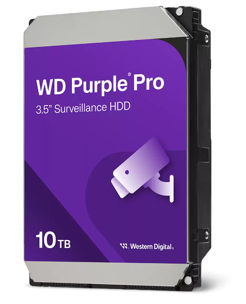 Western Digital WD Purple Pro Surveillance Internal Hard Drive HDD, Supports up to 550TB/yr workload rate.